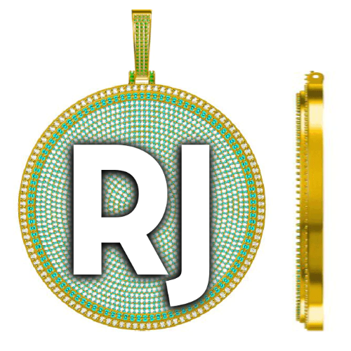 CUSTOM LETTER NECKLACE 3D BIG DISC