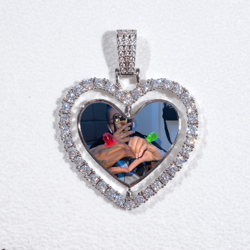 3D Spinning 2-Faced Heart Custom Picture Pendant