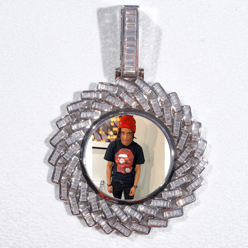 Large 3D Baguette Custom Picture Pendant