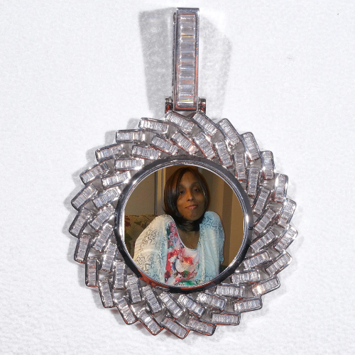 Large 3D Baguette Custom Picture Pendant