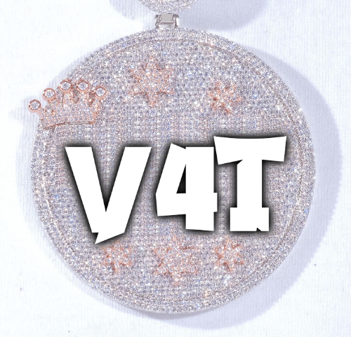 CUSTOM LETTER NECKLACE 3D BIG CROWN DISC