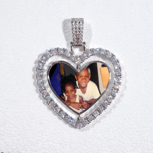 3D Spinning 2-Faced Heart Custom Picture Pendant