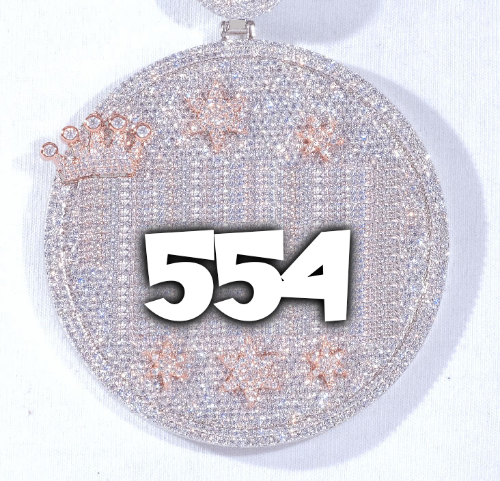 CUSTOM LETTER NECKLACE 3D BIG CROWN DISC