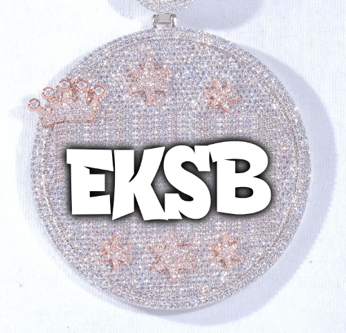 CUSTOM LETTER NECKLACE 3D BIG CROWN DISC