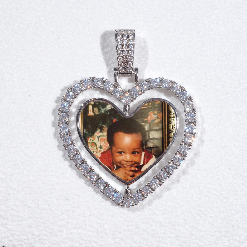 3D Spinning 2-Faced Heart Custom Picture Pendant