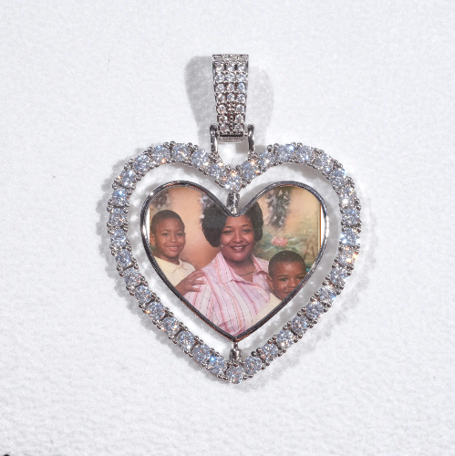3D Spinning 2-Faced Heart Custom Picture Pendant