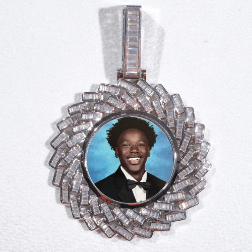 Large 3D Baguette Custom Picture Pendant