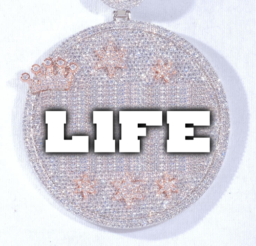 CUSTOM LETTER NECKLACE 3D BIG CROWN DISC