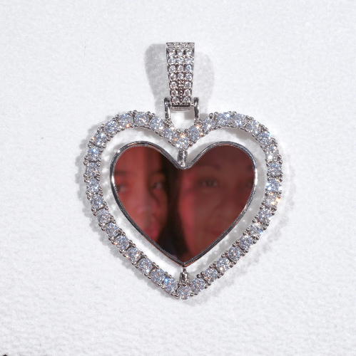 3D Spinning 2-Faced Heart Custom Picture Pendant