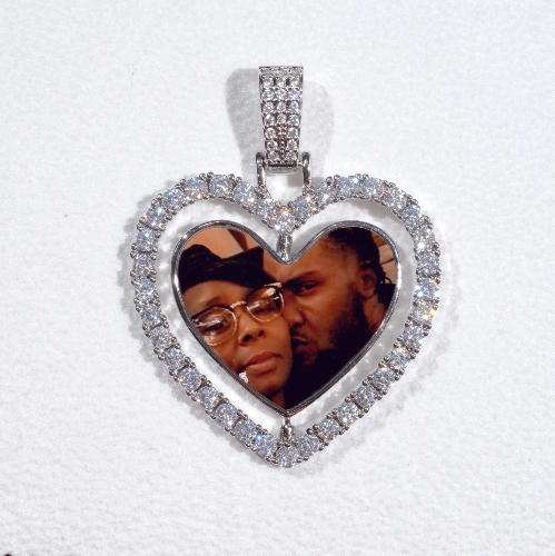 3D Spinning 2-Faced Heart Custom Picture Pendant