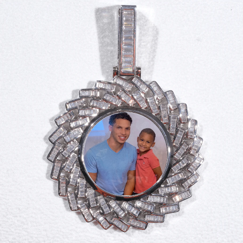 Large 3D Baguette Custom Picture Pendant