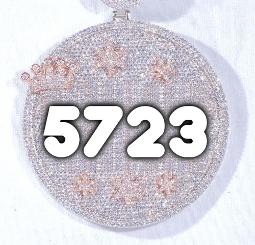 CUSTOM LETTER NECKLACE 3D BIG CROWN DISC