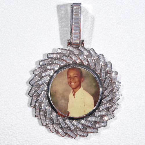 Large 3D Baguette Custom Picture Pendant