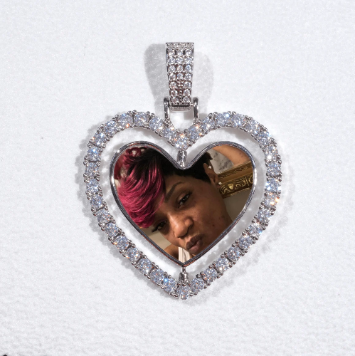 3D Spinning 2-Faced Heart Custom Picture Pendant