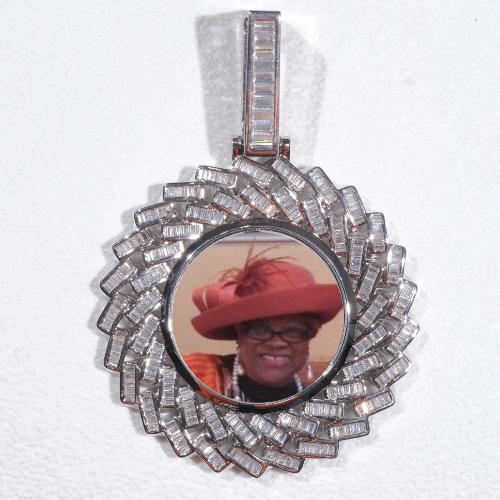 Large 3D Baguette Custom Picture Pendant