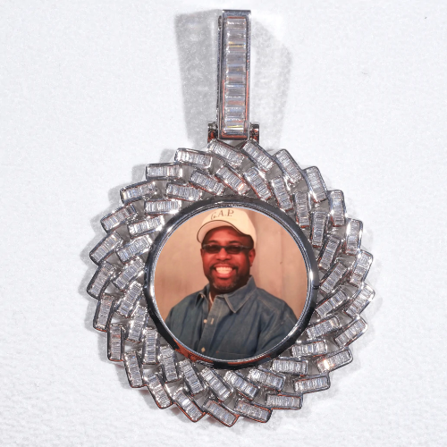 Large 3D Baguette Custom Picture Pendant