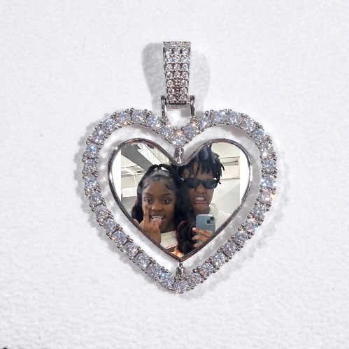 3D Spinning 2-Faced Heart Custom Picture Pendant