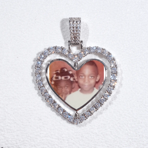 3D Spinning 2-Faced Heart Custom Picture Pendant
