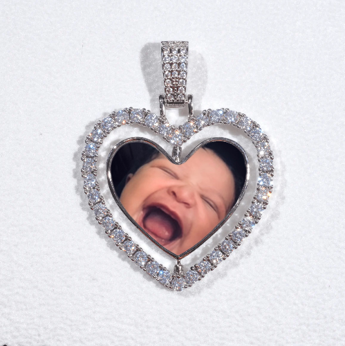 3D Spinning 2-Faced Heart Custom Picture Pendant