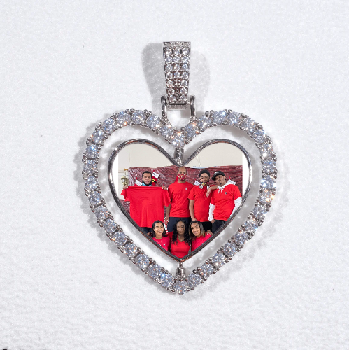 3D Spinning 2-Faced Heart Custom Picture Pendant