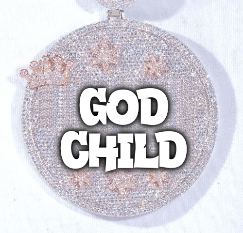 CUSTOM LETTER NECKLACE 3D BIG CROWN DISC