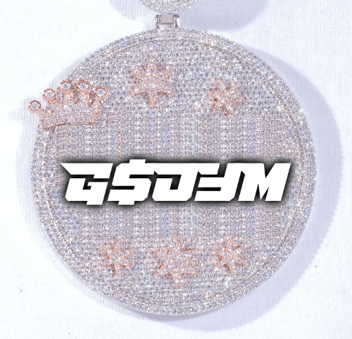 CUSTOM LETTER NECKLACE 3D BIG CROWN DISC
