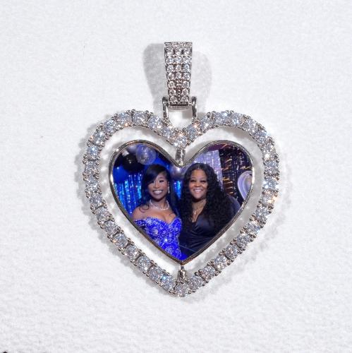 3D Spinning 2-Faced Heart Custom Picture Pendant