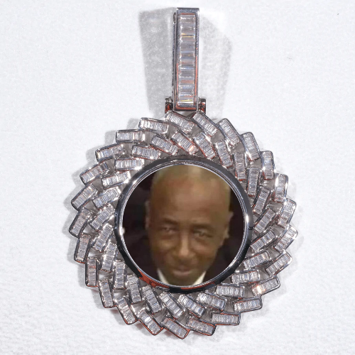 Large 3D Baguette Custom Picture Pendant