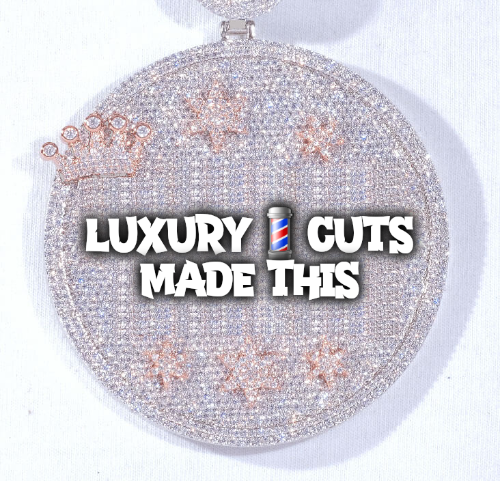CUSTOM LETTER NECKLACE 3D BIG CROWN DISC