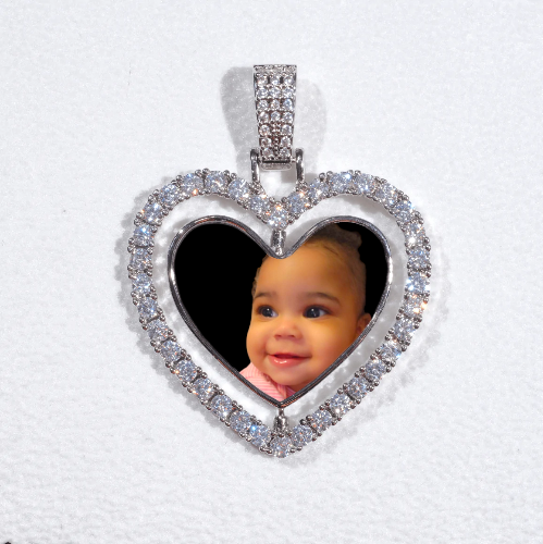 3D Spinning 2-Faced Heart Custom Picture Pendant