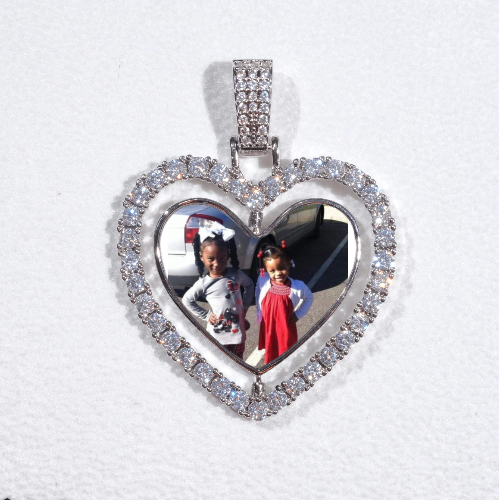 3D Spinning 2-Faced Heart Custom Picture Pendant