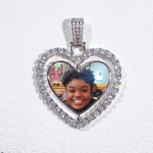 3D Spinning 2-Faced Heart Custom Picture Pendant