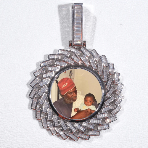 Large 3D Baguette Custom Picture Pendant