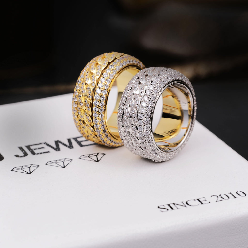 Rotatable 5-Layer Iced Cuban Ring - The GUU Shop