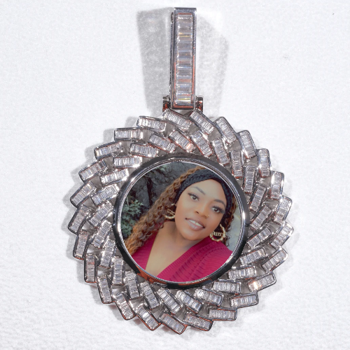 Large 3D Baguette Custom Picture Pendant