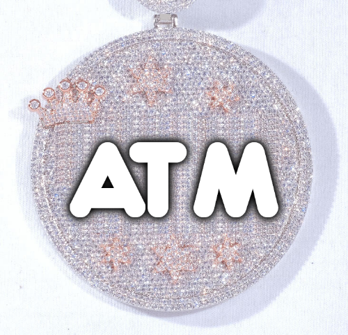 CUSTOM LETTER NECKLACE 3D BIG CROWN DISC