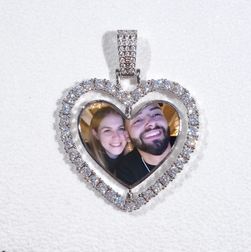 3D Spinning 2-Faced Heart Custom Picture Pendant