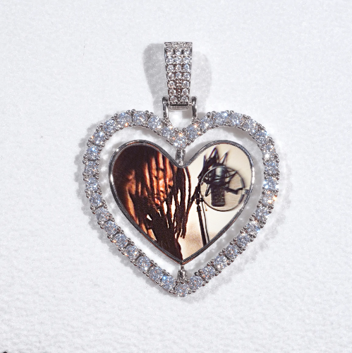 3D Spinning 2-Faced Heart Custom Picture Pendant