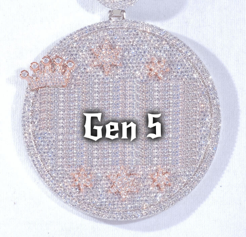 CUSTOM LETTER NECKLACE 3D BIG CROWN DISC