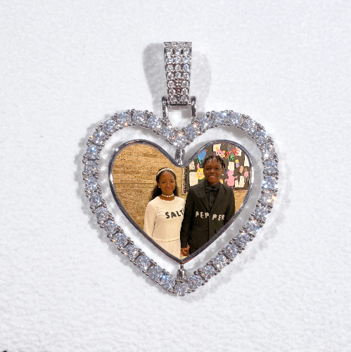3D Spinning 2-Faced Heart Custom Picture Pendant