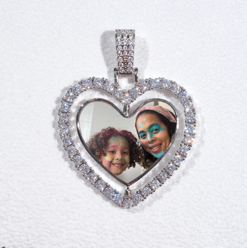 3D Spinning 2-Faced Heart Custom Picture Pendant