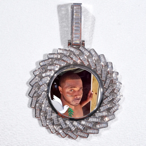 Large 3D Baguette Custom Picture Pendant