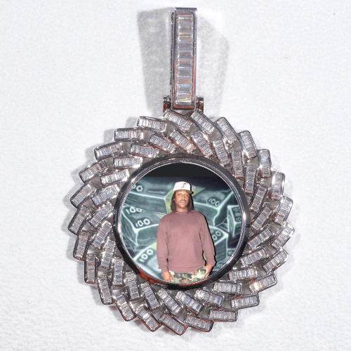Large 3D Baguette Custom Picture Pendant
