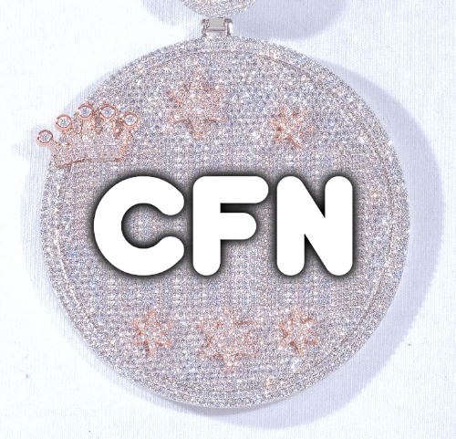 CUSTOM LETTER NECKLACE 3D BIG CROWN DISC