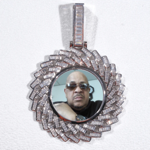 Large 3D Baguette Custom Picture Pendant