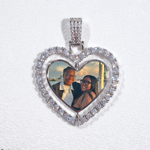 3D Spinning 2-Faced Heart Custom Picture Pendant