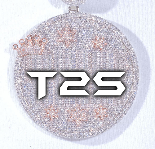 CUSTOM LETTER NECKLACE 3D BIG CROWN DISC
