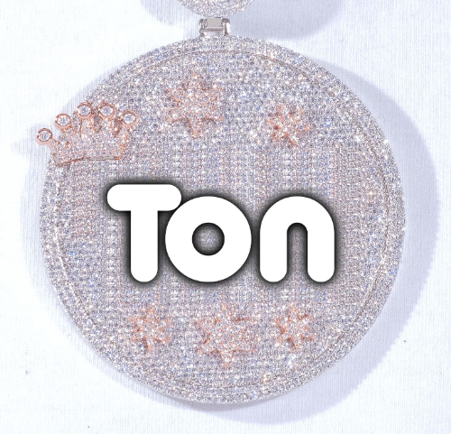 CUSTOM LETTER NECKLACE 3D BIG CROWN DISC