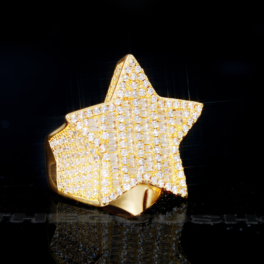 18K Gold-Plated Micro-inlay AAA CZ Pentagram Ring