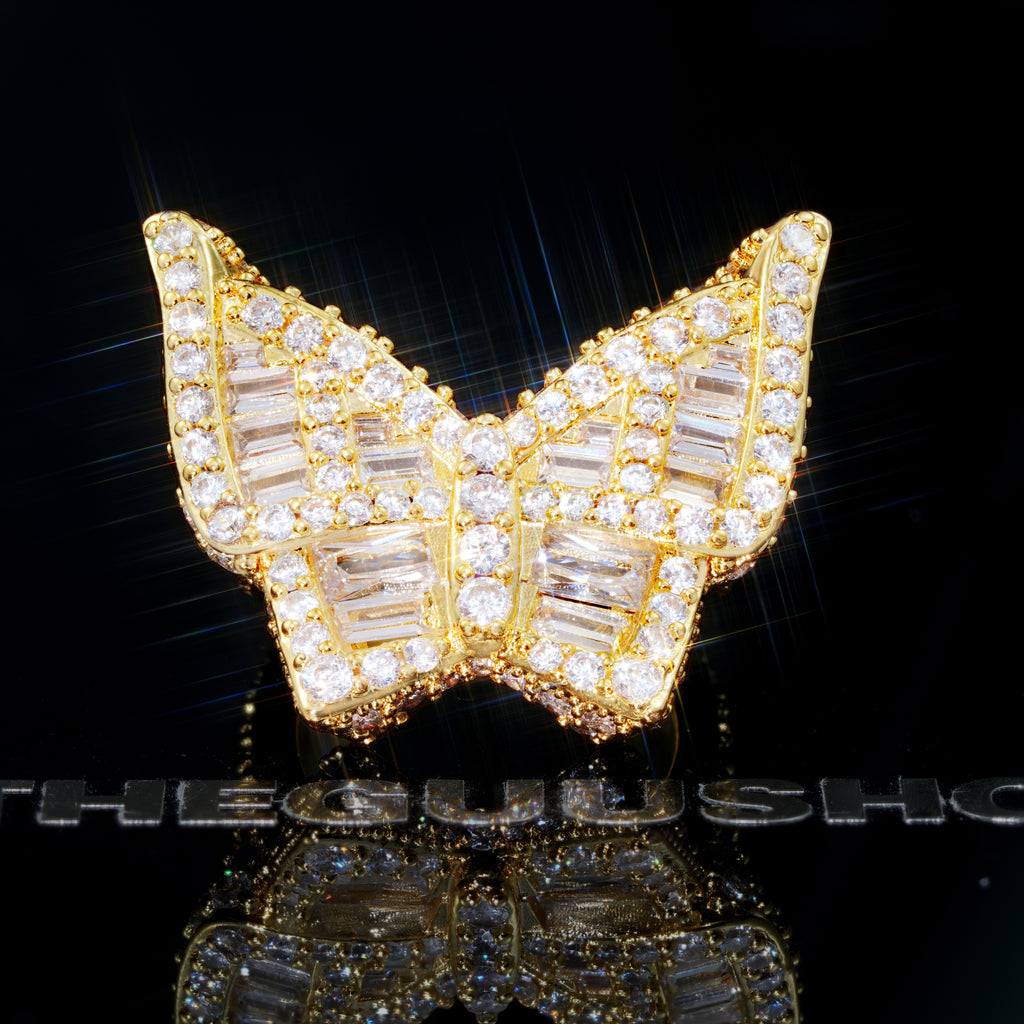 Gold-Plated Micro-inlay AAA CZ Butterfly Ring